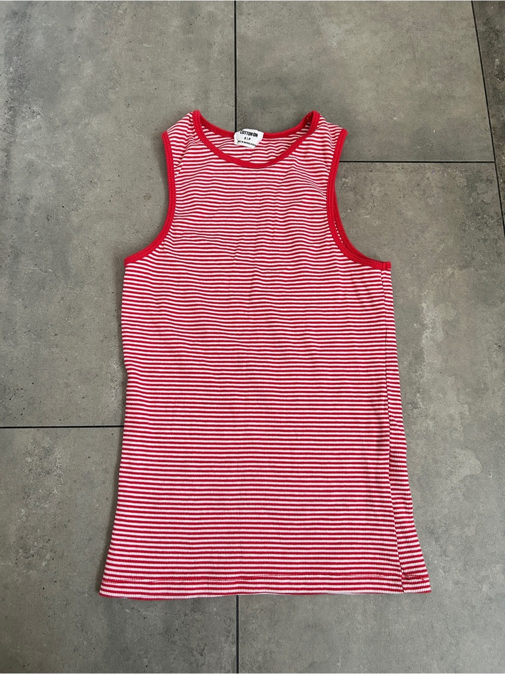 Cotton On red striped tank top small